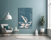 Leaves glass wall art styled above a bed in a bedroom