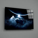 Cosmic-cinematic panel bringing astronomic gravity to a contemporary gaming lounge