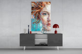 Woman panel catching ambient light to reveal its painterly warmth
