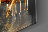 Golden Tree and Gazelles artwork anchoring a wall with dark luxe palette