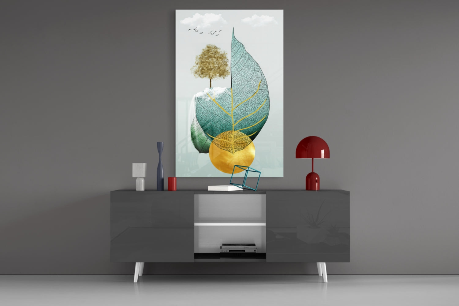 Tree on a Leaf Glass Wall Art.
