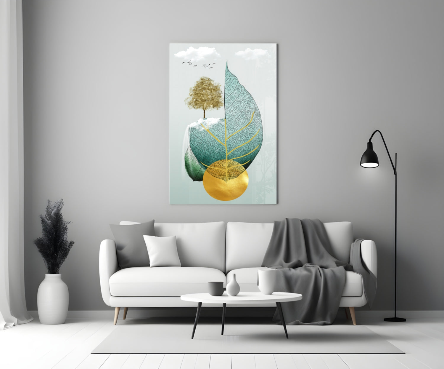 Tree on a Leaf Glass Wall Art.