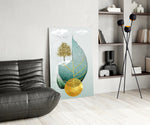 Tree on a Leaf panel adding editorial calm to a hallway