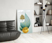 Tree on a Leaf panel adding editorial calm to a hallway