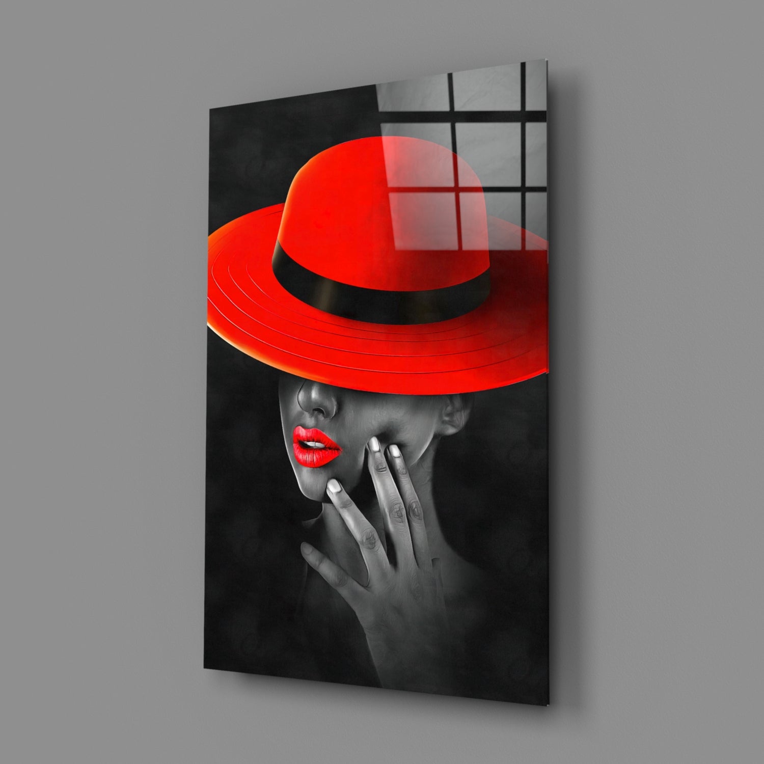 Scarlet Hat Glass Wall Art.