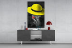 Yellow Hat panel catching low light to reveal its sunny noir glow
