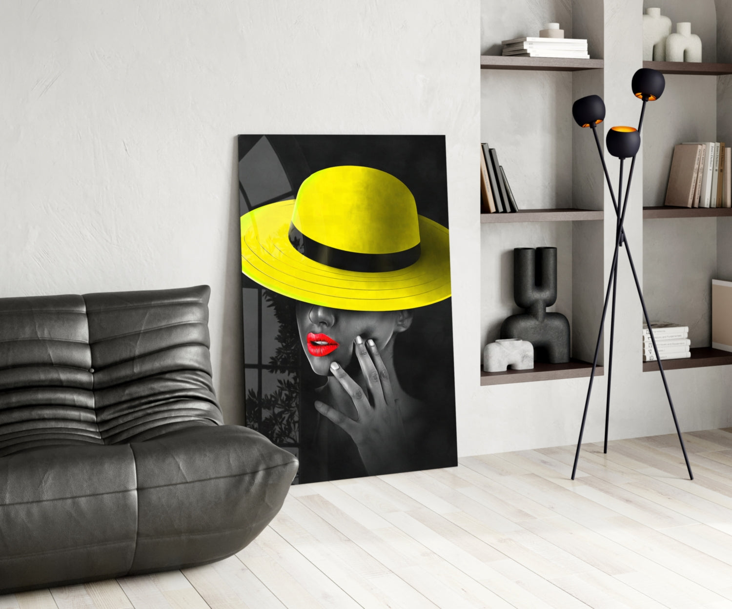 Yellow Hat Glass Wall Art.