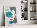 Statue glass print enhancing a living room with cinematic mood