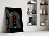 Dots Under the Rainbow glass print enhancing a living room with cinematic gravity