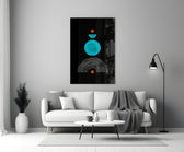 Dot Under the Rainbow close-up showing rust circle teal half-disc and white arch