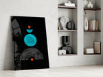 Dot Under the Rainbow glass print enhancing a living room with cinematic gravity