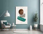 Dance of Earth Colors glass wall art styled above a bed in a bedroom