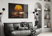 Tree in My Mind glass wall art styled above a desk in an office