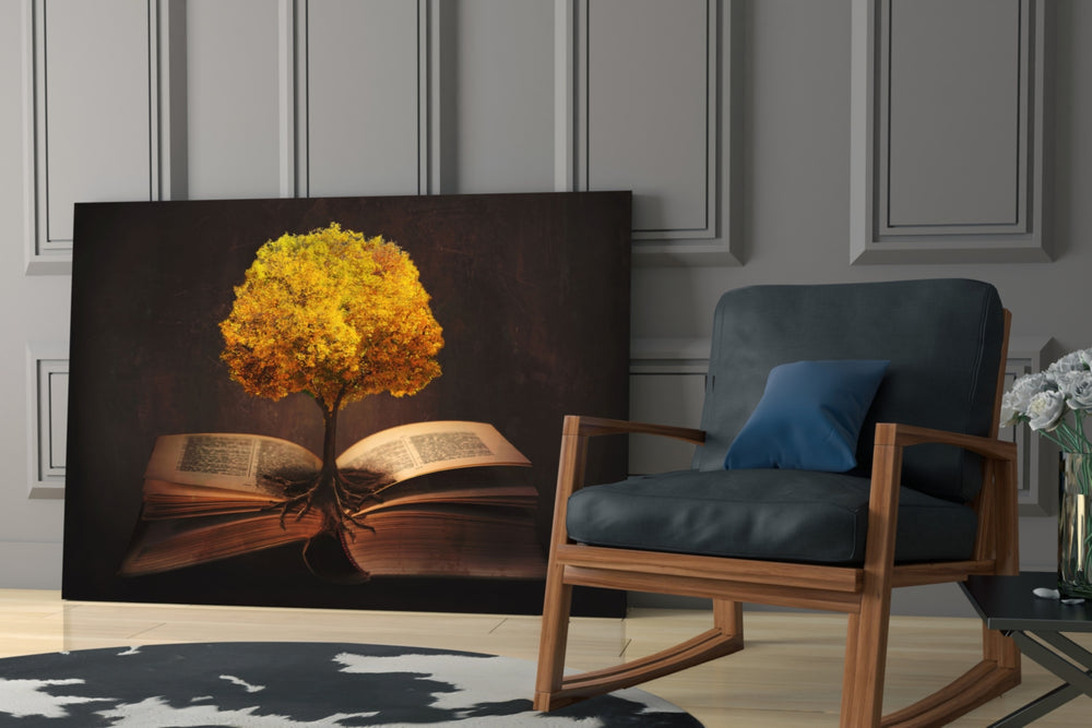 Tree in My Mind glass print enhancing a living room with cinematic warmth