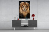Lion panel catching low light to reveal its dramatic gravity