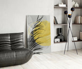 Autumn Yellow panel adding editorial calm to a bathroom
