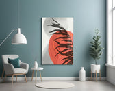 Autumn Red glass wall art styled above a bed in a bedroom