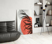 Autumn Red panel adding editorial calm to a bathroom