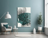Autumn Green glass wall art styled above a bed in a bedroom