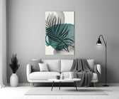 Autumn Green close-up showing teal sun palm fronds and dove pebbles