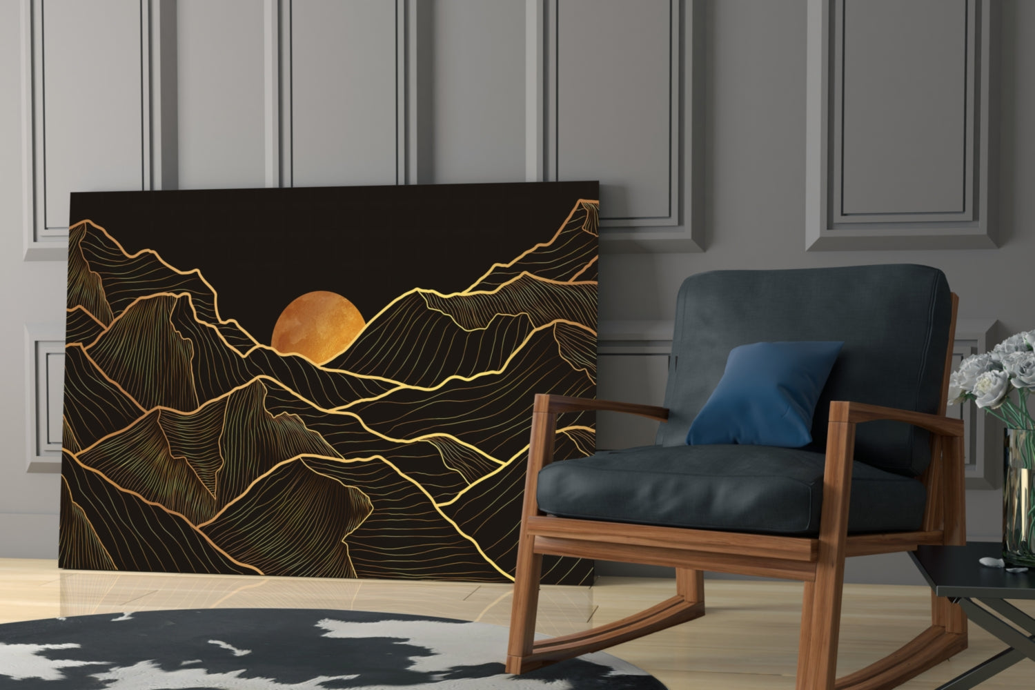 Moon and Mountains Glass Wall Art.