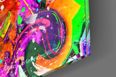 Monkey Face artwork anchoring a wall with bold vibrant palette