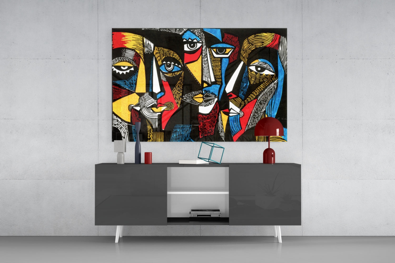 Faces Glass Wall Art.