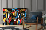 Faces glass print enhancing an office with cinematic drama
