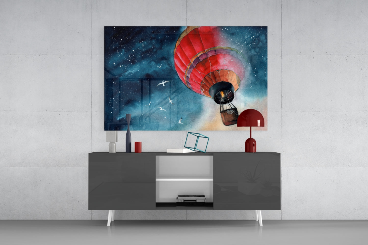 Baloon to the Moon Glass Wall Art.
