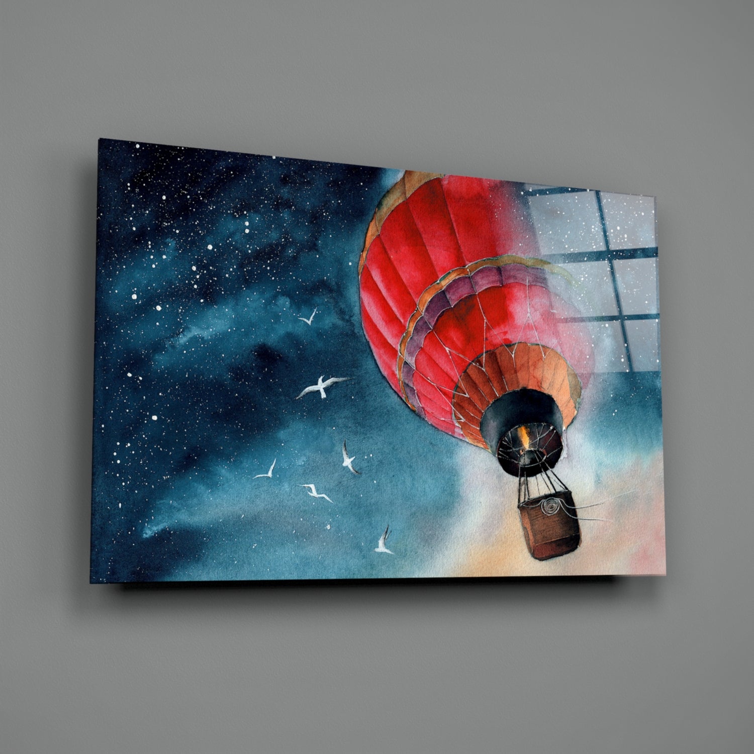 Baloon to the Moon Glass Wall Art.