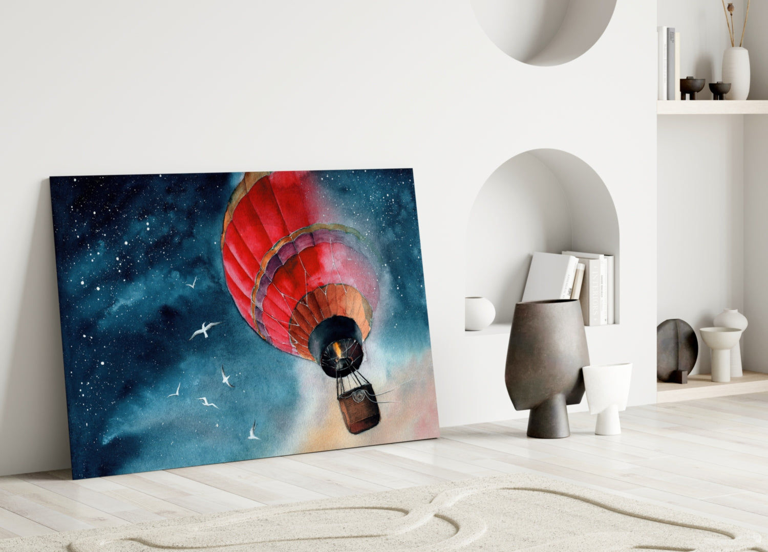 Baloon to the Moon Glass Wall Art.