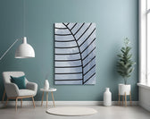 Lines of Leaf glass wall art styled above a bed in a bedroom