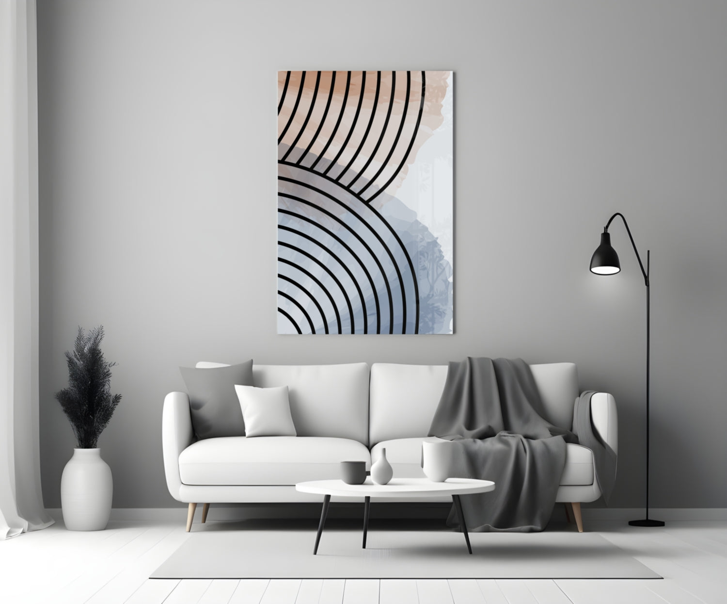 Lines of Waves Glass Wall Art.