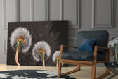 Dandelions glass print enhancing a bathroom with cinematic mood