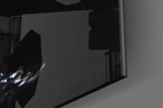 Wine artwork anchoring a wall with dark sophisticated palette