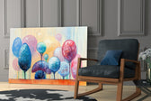 Trees of a Dream glass print enhancing a hallway with cinematic warmth