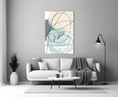 Chaotic close-up showing cream sage and slate circles with black-line scribbles