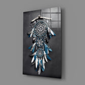 Bohemian-portrait panel bringing dreamy gravity to a contemporary bedroom