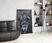 Dreamcatcher panel adding editorial calm to a hallway