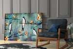 Birds of a Dream glass print enhancing a living room with cinematic warmth