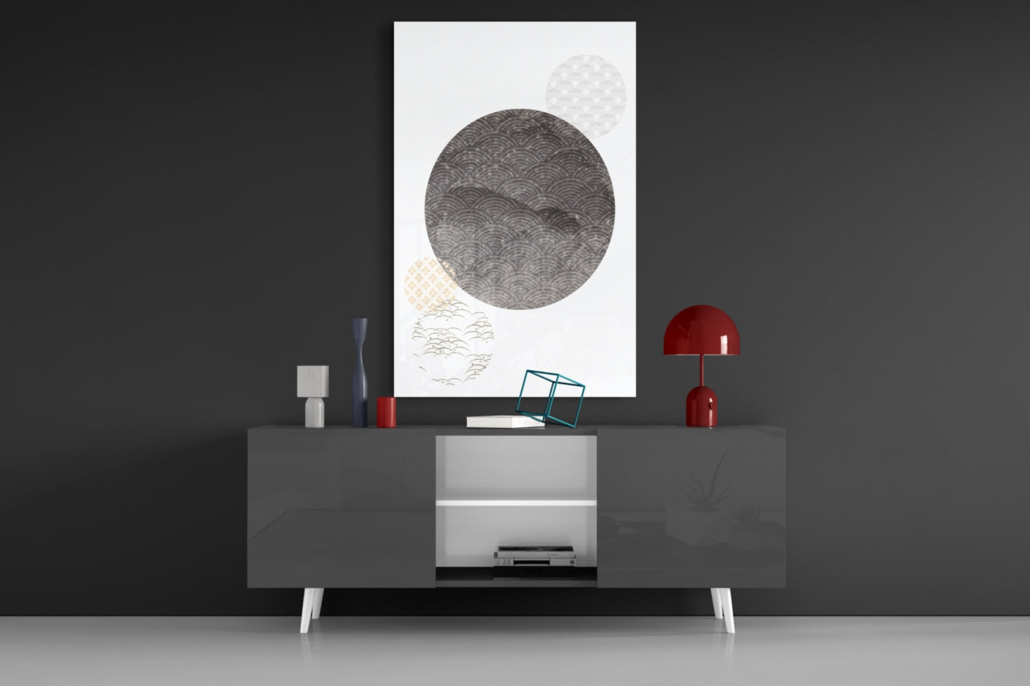 Black Moon Glass Wall Art.