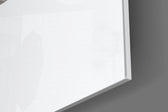 Black Moon artwork anchoring a wall with bright Japandi palette