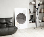 Black Moon panel adding editorial calm to a hallway