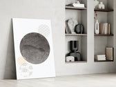Black Moon glass print enhancing a living room with cinematic warmth