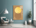 Shadow of the Sun glass wall art styled above a bed in a bedroom
