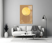 Shadow of the Sun close-up showing gold sun and chestnut seigaiha moon on tan field
