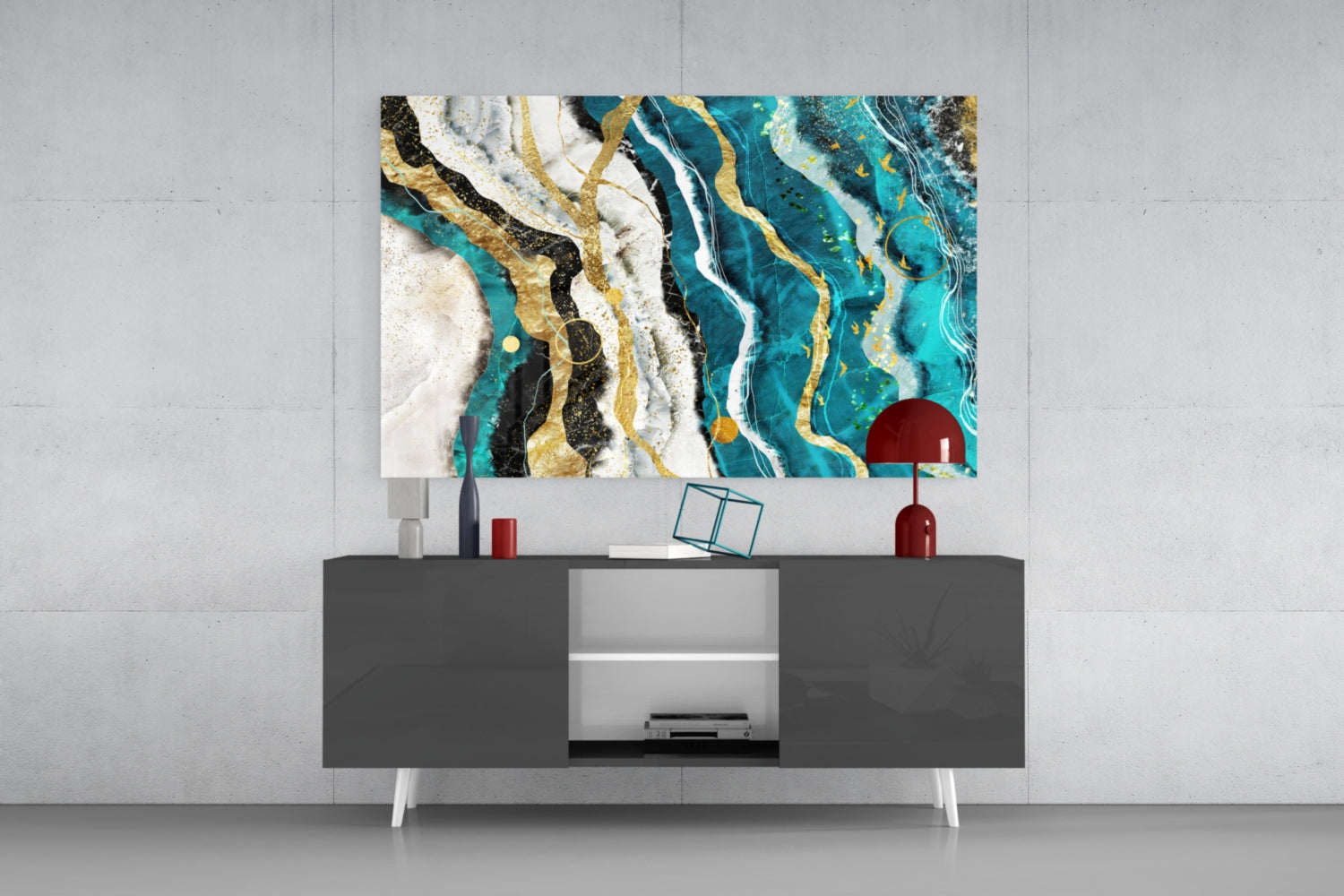 Marble Waves Glass Wall Art.