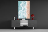 Beach panel catching window light to reveal its serene warmth