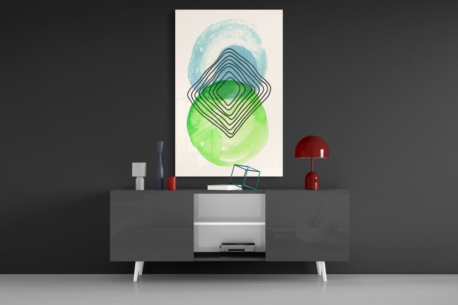 Abstract Circles Glass Wall Art.