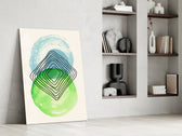 Abstract Circles glass print enhancing a living room with cinematic warmth